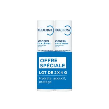 Atoderm Stick l&egrave;vres ultra-hydratant Bioderma - lot de 2 sticks de 4g