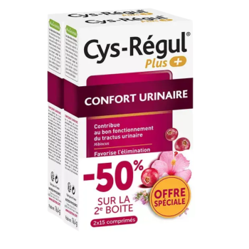 Cys-régul + confort urinaire Nutreov - 2 boîtes de 15 comprimés 
