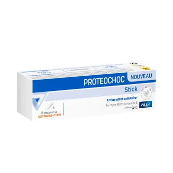Proteochoc antioxydant cellulaire stick goût orange - citron Pileje - boîte de 6 sticks de 5ml