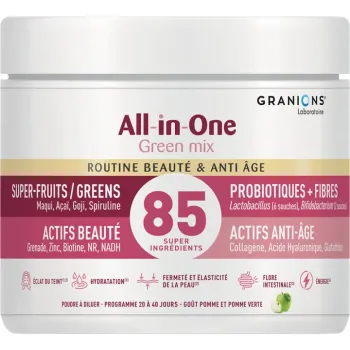 All-in-One Green mix routine beauté et anti-âge goût pomme et pomme verte Granions - pot de 166g