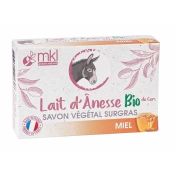 Savon végétal surgras au lait d'ânesse bio Miel MKL Green Nature - pain de 100g