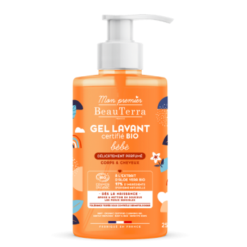 Gel lavant bébé bio peaux sensibles corps et cheveux Mon premier Beauterra - flacon-pompe de 750ml