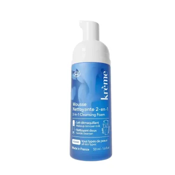 Mousse nettoyante 2-en-1 Kr&egrave;me - flacon-pompe de 50ml