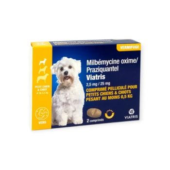 Milb&eacute;mycine Praziquantel Vermifuge petit chien et chiot +0,5kg ar&ocirc;me viande Viatris