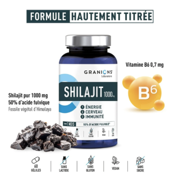 Shilajit 1000g Granions - boite de 60 gélules