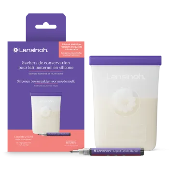 Sachets de conservation pour lait maternel en silicone Lansinoh - boîte de 5 sachets de 240ml
