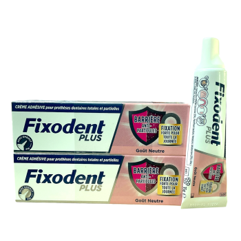 Crème adhésive anti-particules Fixodent plus