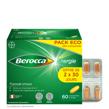 Berocca Energie Vitamine B et C, magnésium et Zinc 60 comprimés pellicules