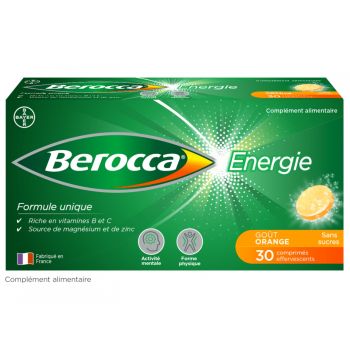 Berocca Energie Orange Vitamine B et C, magnésium et Zinc 30 comprimés effervescents