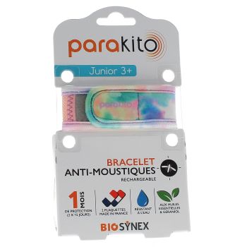 Bracelet anti-moustiques rechargeable junior Tie&Dye Para Kito - 1 bracelet + 2 recharges