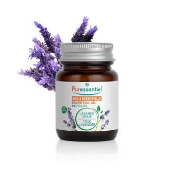 Capsules d'huile essentielle de lavande vraie bio Puressentiel - boîte de 60 capsules