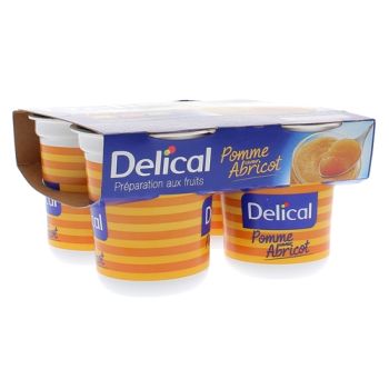 Nutra'pote Dessert aux fruits pomme abricot Delical - lot de 4 pots de 200g