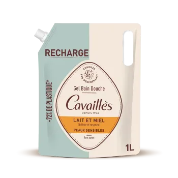 Gel bain douche lait et miel Rogé Cavaillès - éco-recharge de 1L