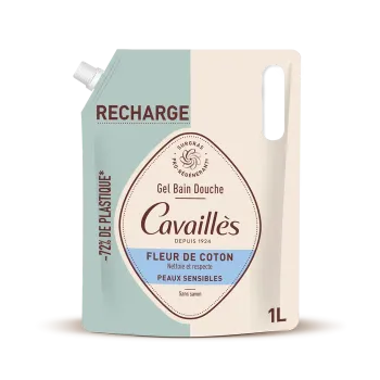 Gel bain et douche surgras actif fleur de coton Rogé Cavaillès - éco-recharge de 1L