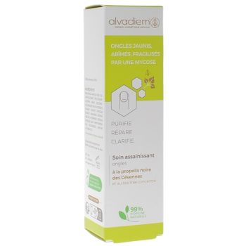 Soin assainissant ongles jaunes, abîmés, fragilisés par une mycose Alvadiem - tube pinceau de 10ml