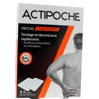 Patchs chauffants chaud Actipoche - boîte de 2 patchs 9,5 x 13 cm