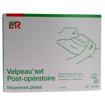 Velpeau set post-opératoire Set de pansement pour moyennes plaies suturées (entre 5 et 10 cm) Lohmann & Rausher - 3 soins