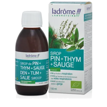 Sirop de pin thym et sauge bio Ladrôme - flacon de 150ml