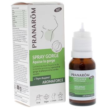 Spray gorge apaisant bio Pranarôm - spray de 15 ml