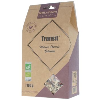 Tisane Transit hibiscus, chicorée, guimauve bio Nat & Form - sachet de 100 g