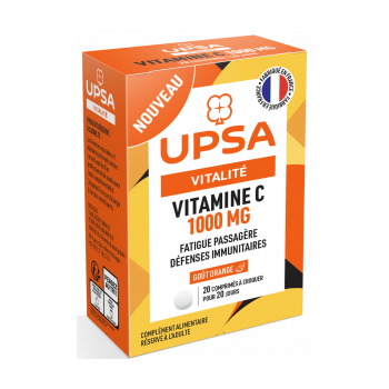 Vitalit&eacute; Vitamine C 1000 mg Upsa - bo&icirc;te de 20 comprim&eacute;s