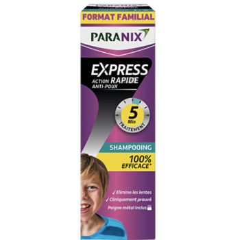 Shampooing express action rapide anti-poux Paranix - flacon de 300ml + peigne