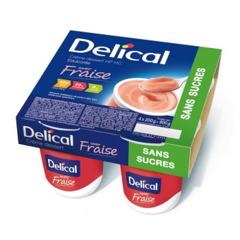Delical crème dessert sans sucre fraise - 4 pots de 200g