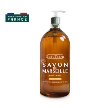 Savon de marseille vanille miel Beauterra - flacon-pompe de 1L