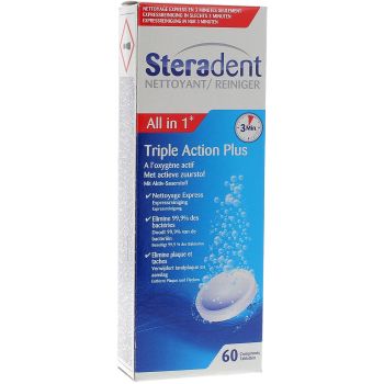Steradent triple action plus comprimés nettoyants Stéradent - 60 comprimés
