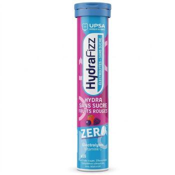 HydraFizz hydra sans sucre goût fruits rouges Upsa - tube de 16 pastilles effervescentes