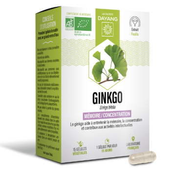 Ginkgo mémoire et concentration Dayang - boite 15 gélules 