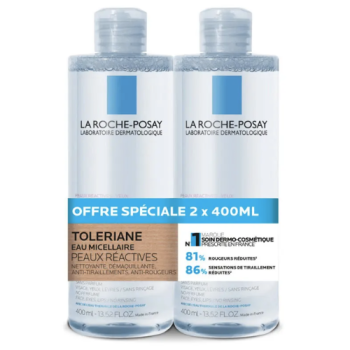 Toleriane eau micellaire peaux réactives La Roche-Posay - lot de 2 flacons de 400ml