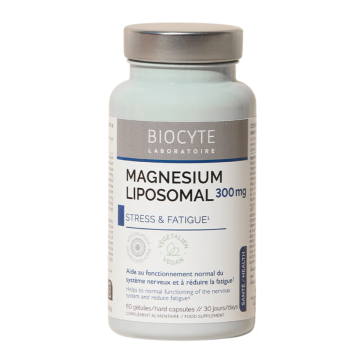 Magnesium liposomal 300mg stress et fatigue Biocyte - pot de 60 g&eacute;lules
