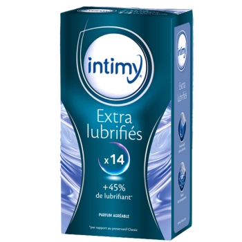 Pr&eacute;servatifs extra lubrifi&eacute;s Intimy - boite de 14 pr&eacute;servatifs 
