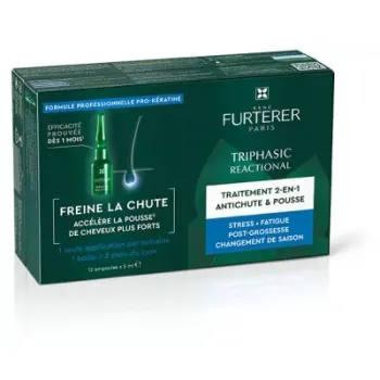 Triphasic Reactional Traitement 2en1 antichute et pousse René Furterer - boîte de 12 ampoules de 5ml