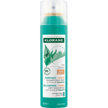 Shampooing sec à l'Ortie purifiant teinté cheveux gras bruns Klorane - spray de 150ml