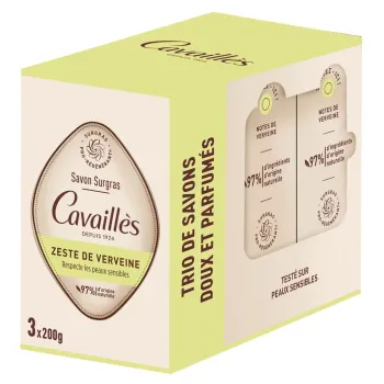 Savon surgras zeste de verveine Rogé Cavaillès - lot de 3 pains de 200g