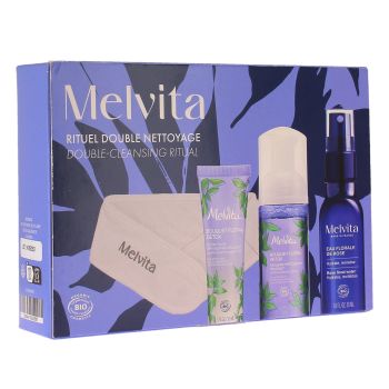 Rituel double nettoyage bouquet floral détox bio Melvita - coffret de 4 produits 