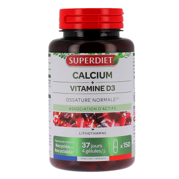 Calcium + vitamine D Super Diet - 150 gélules