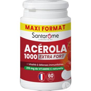Ac&eacute;rola 1000 extra fort Santarome - pot de 60 comprim&eacute;s &agrave; croquer