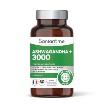 Ashwagandha+ 3000 Santarome - pot de 60 g&eacute;lules