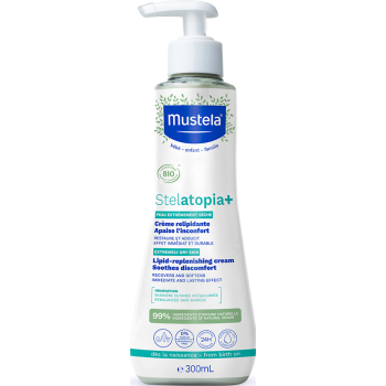 Stelatopia+ Crème relipidante anti-grattage bio Mustela - flacon-pompe de 300ml