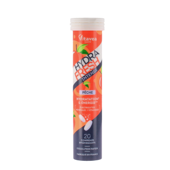 Hydrafresh intense pêche hydratation & énergie Vitavea - tube de 20 comprimés effervescents 