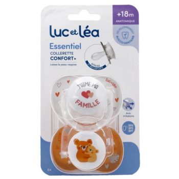 Essentiel sucette +18 mois Luc et Léa - lot de 2 sucettes