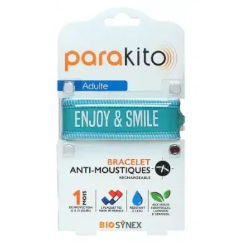 Bracelet anti-moustiques Enjoy and smile Parakito - 1 bracelet et 2 recharges