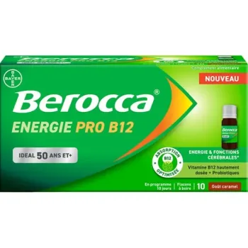 Berocca &eacute;nergie pro B12 Bayer - boite de 10 flacons 