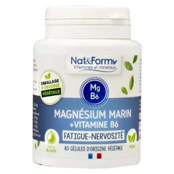 Fatigue nervosité magnésium marin Nat&Form - pot de 80 gélules 