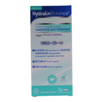 Traitement vaginose bactérie triple action Hydralin balance - boite de 7 ovules