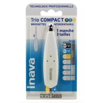 Brossettes interdentaires Trio Compact ISO 0/1/2 Inava - boîte de 1 manche et 3 brossettes