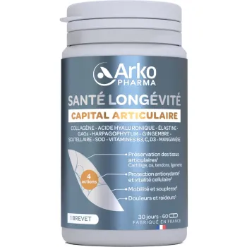 Sant&eacute; long&eacute;vite capital articulaire Arkopharma - pot de 60 g&eacute;lules